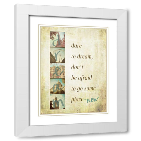 Dare to Dream Border White Modern Wood Framed Art Print with Double Matting by Navas, Emily