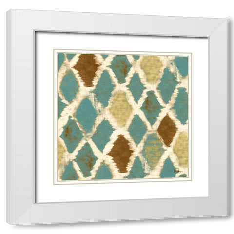 Teal Thatch I White Modern Wood Framed Art Print with Double Matting by Pinto, Patricia