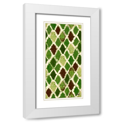 Green Colored Thatch White Modern Wood Framed Art Print with Double Matting by Pinto, Patricia