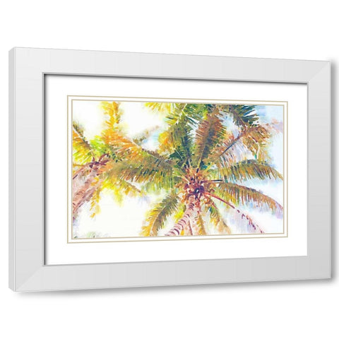 Sideway Watercolor Palms I White Modern Wood Framed Art Print with Double Matting by Navas, Emily