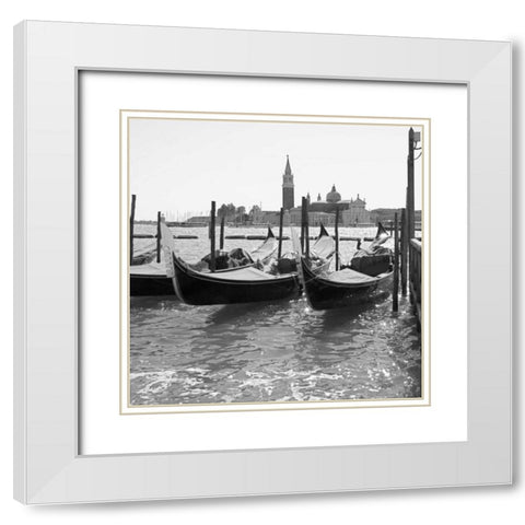 Venitian Gondolas I White Modern Wood Framed Art Print with Double Matting by Navas, Emily