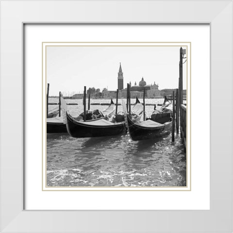 Venitian Gondolas I White Modern Wood Framed Art Print with Double Matting by Navas, Emily