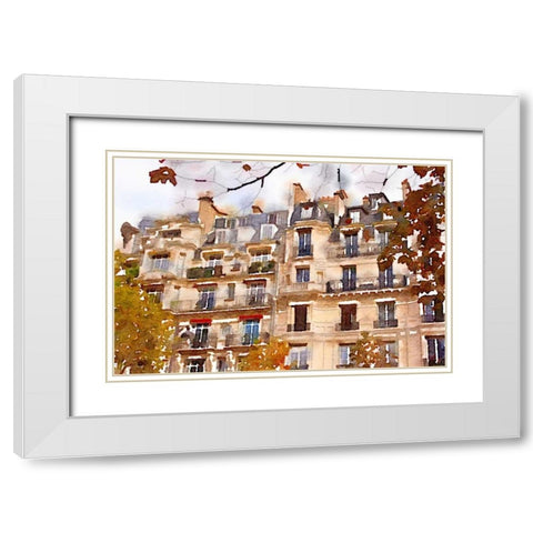 April in Paris White Modern Wood Framed Art Print with Double Matting by Navas, Emily