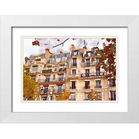 April in Paris White Modern Wood Framed Art Print with Double Matting by Navas, Emily