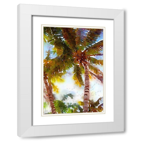 Watercolor Palms I White Modern Wood Framed Art Print with Double Matting by Navas, Emily