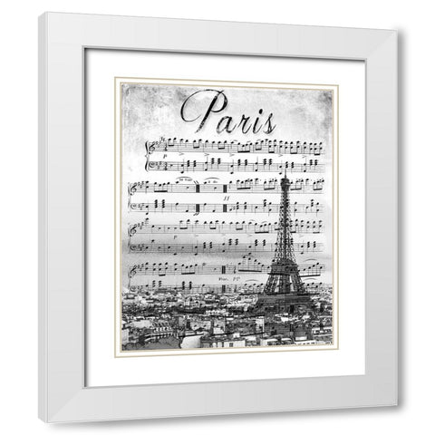Musical Paris White Modern Wood Framed Art Print with Double Matting by Navas, Emily