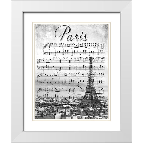 Musical Paris White Modern Wood Framed Art Print with Double Matting by Navas, Emily