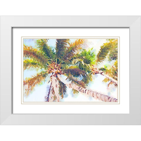 Sideway Watercolor Palms II White Modern Wood Framed Art Print with Double Matting by Navas, Emily