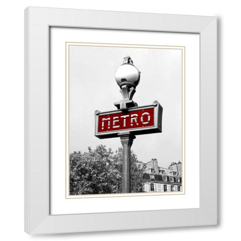 Metro in Paris White Modern Wood Framed Art Print with Double Matting by Navas, Emily