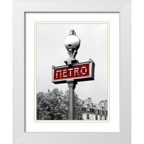 Metro in Paris White Modern Wood Framed Art Print with Double Matting by Navas, Emily