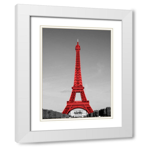 Paris in the Day in Red Border White Modern Wood Framed Art Print with Double Matting by Navas, Emily
