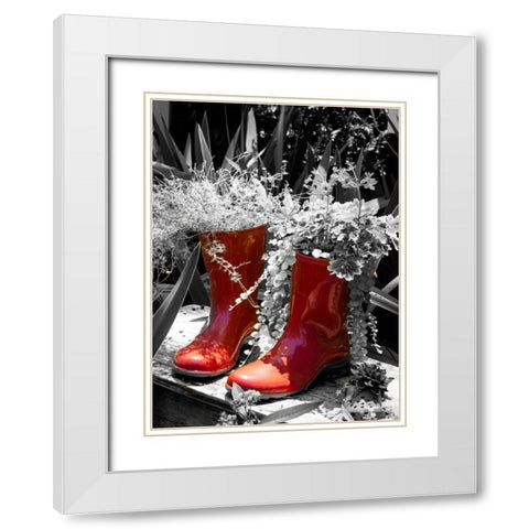 Rain Boots Border White Modern Wood Framed Art Print with Double Matting by Navas, Emily