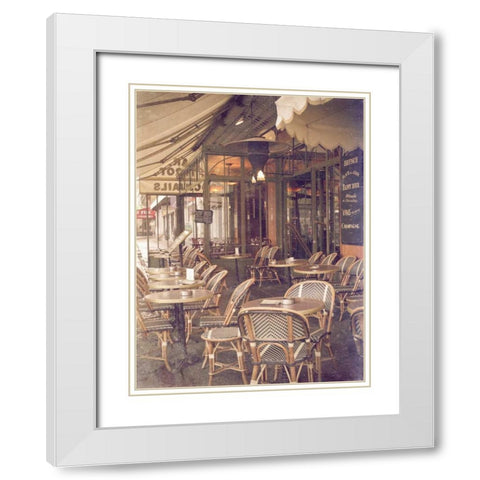 Paris Cafe I White Modern Wood Framed Art Print with Double Matting by Navas, Emily