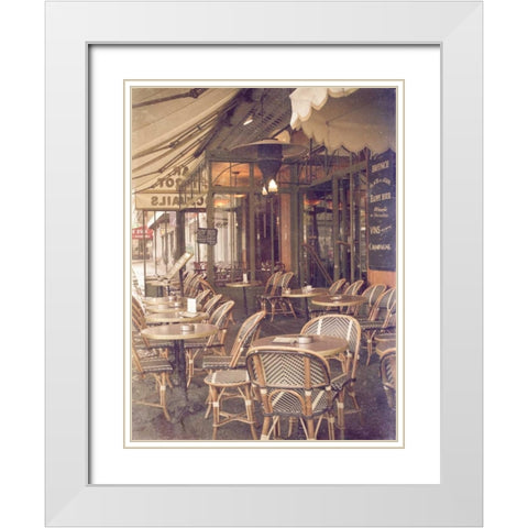 Paris Cafe I White Modern Wood Framed Art Print with Double Matting by Navas, Emily