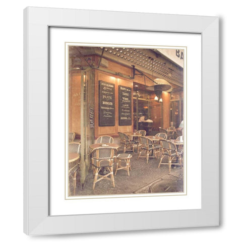 Paris Cafe II White Modern Wood Framed Art Print with Double Matting by Navas, Emily