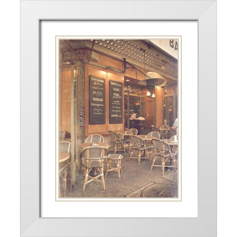 Paris Cafe II White Modern Wood Framed Art Print with Double Matting by Navas, Emily