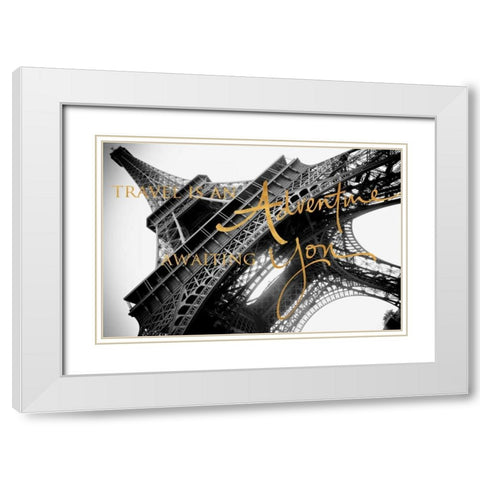 Travel is an Adventure White Modern Wood Framed Art Print with Double Matting by Navas, Emily