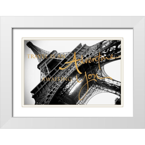 Travel is an Adventure White Modern Wood Framed Art Print with Double Matting by Navas, Emily