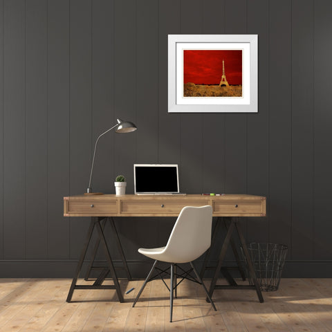 Red Paris White Modern Wood Framed Art Print with Double Matting by Navas, Emily