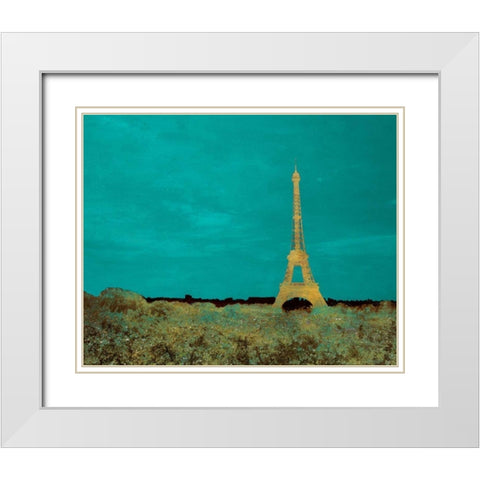 Teal Paris White Modern Wood Framed Art Print with Double Matting by Navas, Emily