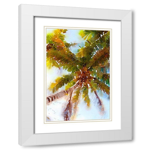 Watercolor Palms II White Modern Wood Framed Art Print with Double Matting by Navas, Emily