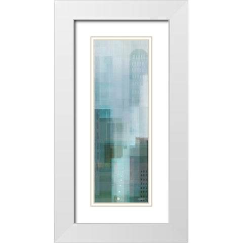 City Emerald Panel II White Modern Wood Framed Art Print with Double Matting by Meneely, Dan