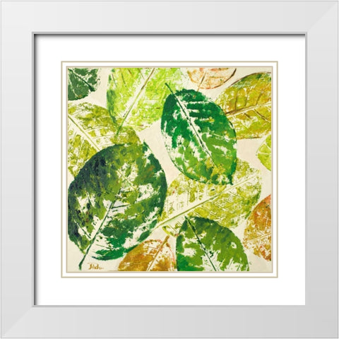 Green Overlay II White Modern Wood Framed Art Print with Double Matting by Pinto, Patricia