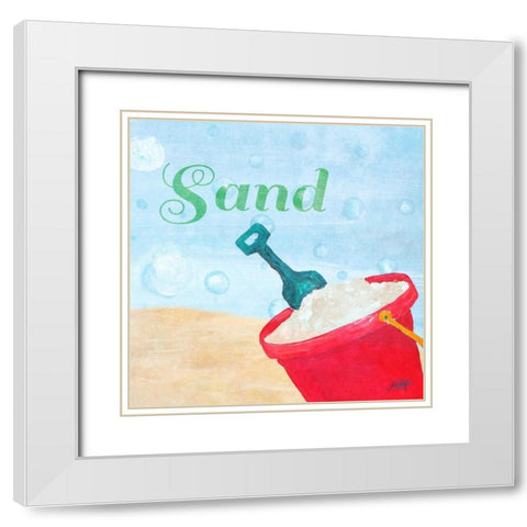 Beach Play IV White Modern Wood Framed Art Print with Double Matting by DeRice, Julie
