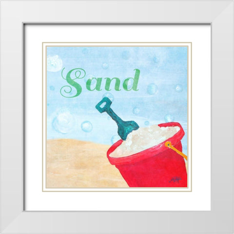 Beach Play IV White Modern Wood Framed Art Print with Double Matting by DeRice, Julie