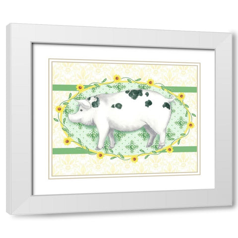 Piggy Wiggy III White Modern Wood Framed Art Print with Double Matting by Metz, Andi
