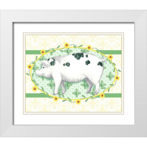 Piggy Wiggy III White Modern Wood Framed Art Print with Double Matting by Metz, Andi
