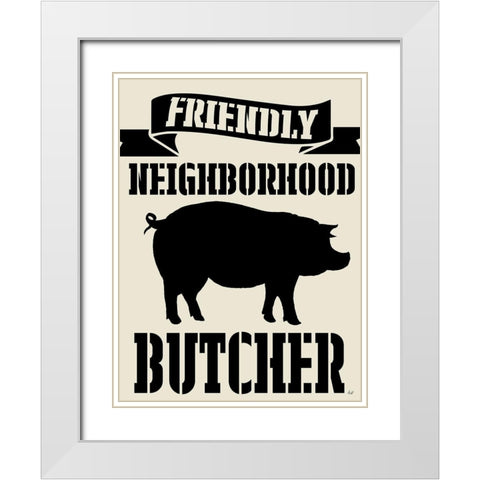 Neighborhood Butcher White Modern Wood Framed Art Print with Double Matting by Metz, Andi