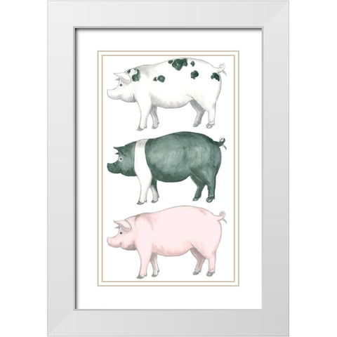 Piggy Wiggy Set White Modern Wood Framed Art Print with Double Matting by Metz, Andi