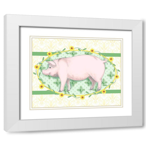 Piggy Wiggy I White Modern Wood Framed Art Print with Double Matting by Metz, Andi