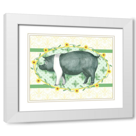 Piggy Wiggy II White Modern Wood Framed Art Print with Double Matting by Metz, Andi
