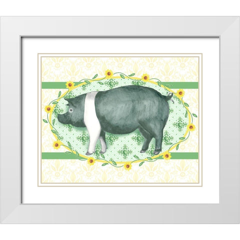 Piggy Wiggy II White Modern Wood Framed Art Print with Double Matting by Metz, Andi