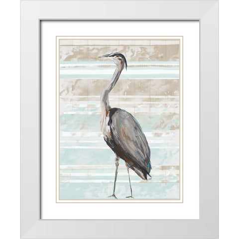 Grey Heron I White Modern Wood Framed Art Print with Double Matting by DeRice, Julie