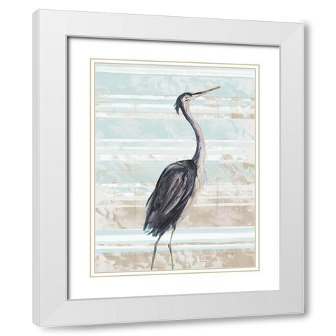 Grey Heron II White Modern Wood Framed Art Print with Double Matting by DeRice, Julie