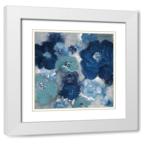 Aquatic Garden In Blues White Modern Wood Framed Art Print with Double Matting by Loreth, Lanie