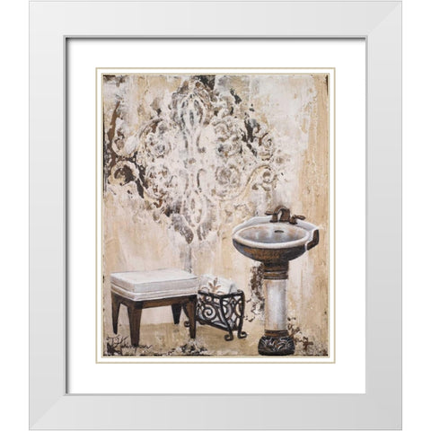 Bronze Bath II White Modern Wood Framed Art Print with Double Matting by Hakimipour, Tiffany