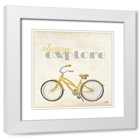 Explore and Adventure I White Modern Wood Framed Art Print with Double Matting by Medley, Elizabeth