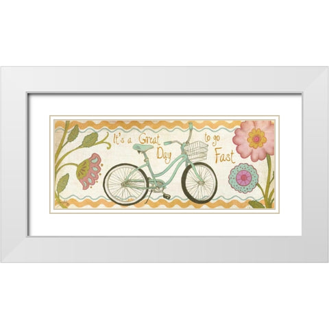 Fun Wheels II White Modern Wood Framed Art Print with Double Matting by Medley, Elizabeth