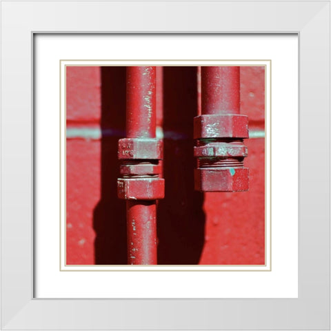 Pipes Square I White Modern Wood Framed Art Print with Double Matting by Peck, Gail