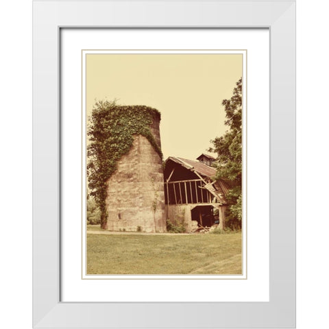 Barn and Silo White Modern Wood Framed Art Print with Double Matting by Peck, Gail