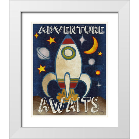 Traveling III White Modern Wood Framed Art Print with Double Matting by Medley, Elizabeth