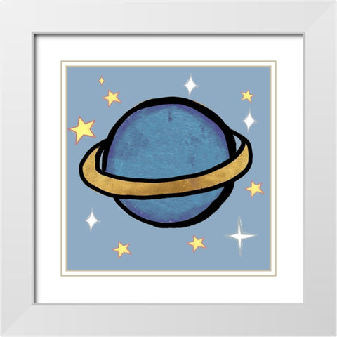 Space Planet White Modern Wood Framed Art Print with Double Matting by Medley, Elizabeth