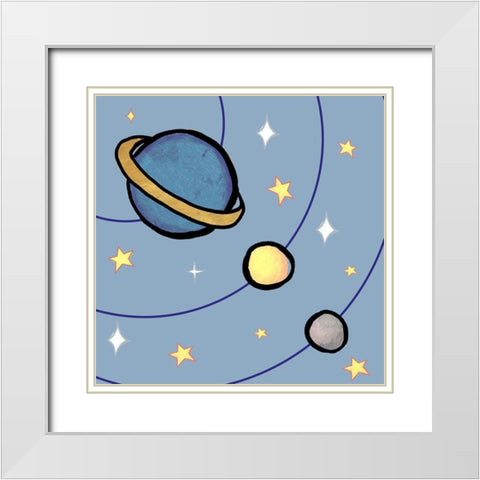 Partial Solar System White Modern Wood Framed Art Print with Double Matting by Medley, Elizabeth