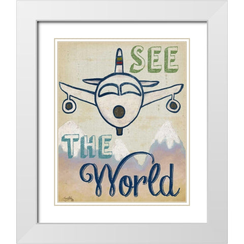 Traveling II White Modern Wood Framed Art Print with Double Matting by Medley, Elizabeth