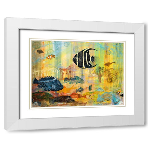Fishes White Modern Wood Framed Art Print with Double Matting by Maria, Robin