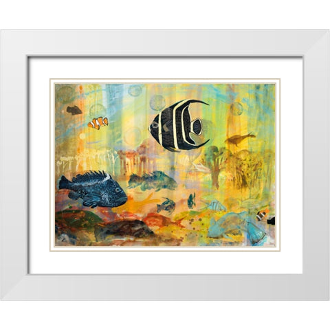 Fishes White Modern Wood Framed Art Print with Double Matting by Maria, Robin